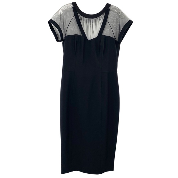 Maggy London Illusion Round Neck Cap Sleeve Sheath Dress - Picture 1 of 9